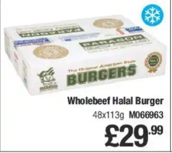 Makro Wholebeef Halal Burger 48x113g offer