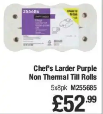 Makro Chef's Larder Purple Non Thermal Till Rolls offer