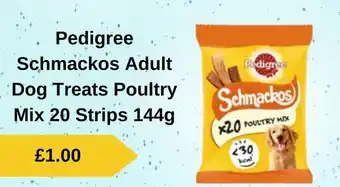 Pedigree Schmackos Adult Dog Treats Poultry Mix 20 Strips 144g