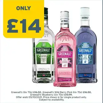 Greenall's Gin Greenall's Wild Berry Pink Gin Greenall's Blueberry Gin
