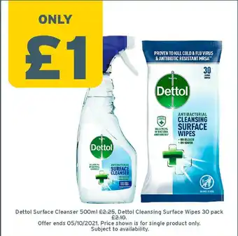 One Stop Dettol Surface Cleanser Dettol Cleansing Surface Wipes 30 Pack offer