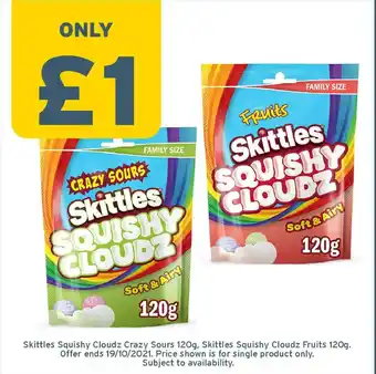One Stop Skittles Squishy Cloudz Crazy Sours Skittles Squishy Cloudz Fruits offer