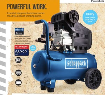Aldi Scheppach - 2.5hp Air Compressor offer
