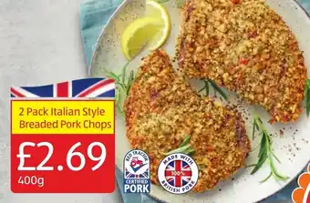 Aldi 2 Pack Italian Style Breaded Pork Chops 400g offer