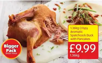Aldi Crispy Aromatic Spatchcock Duck with Pancakes 1.36kg offer