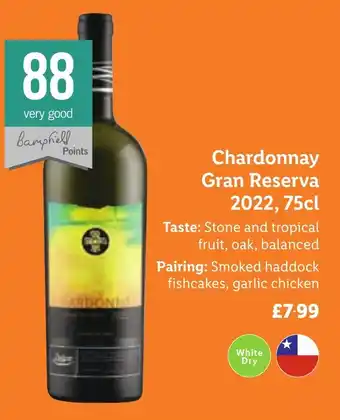 Lidl Chardonnay Gran Reserva 2022, 75cl offer