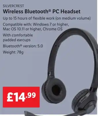 Lidl SILVERCREST Wireless Bluetooth® PC Headset offer