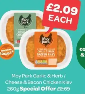 Spar Moy Park Garlic & Herb / Cheese & Bacon Chicken Kiev 260g offer
