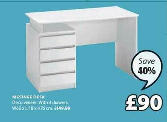 JYSK Mesinge Desk offer