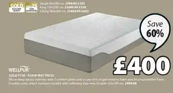 JYSK Wellpur Gold F130 - Goam Mattress offer