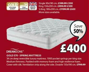 JYSK Dreamzone Gold S70 - Spring Mattress offer