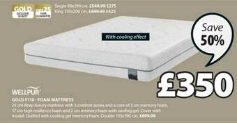 JYSK Wellpur Gold F110 - Foam Mattress offer