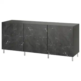 IKEA BestÅ Storage combination with doors, dark grey Bergsviken/Ösarp/black marble effect, 180x42x74 cm offer