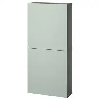 IKEA BestÅ Wall cabinet with 2 doors, dark grey/hjortviken pale grey-green, 60x22x128 cm offer