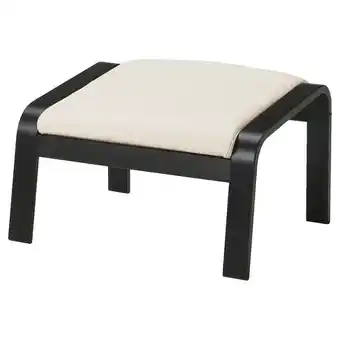 IKEA PoÄng Footstool, black-brown/glose eggshell offer