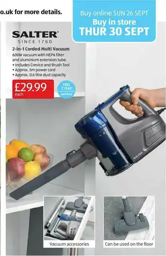 Aldi Salter 2-in-1 Corded Multi Vacuum offer