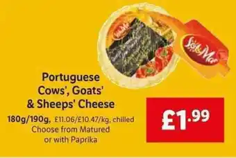 Lidl Portuguese Cows', Goats' & Sheeps' Cheese 180g/190g offer
