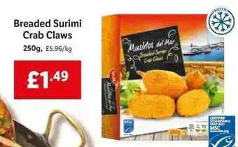 Lidl Breaded Surimi Crab Claws 250g offer