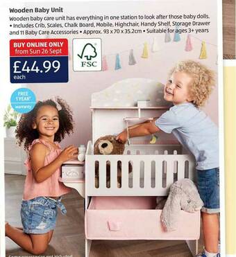 Aldi Wooden Baby Unit offer