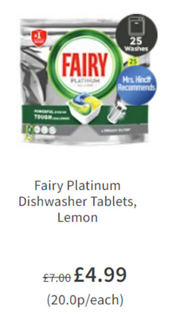 Asda Fairy Platinum Dishwasher Tablets, Lemon offer
