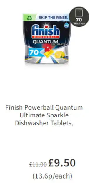 Asda Finish Powerball Quantum Ultimate Sparkle Dishwasher Tablets offer