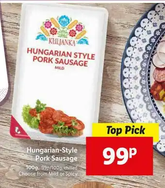 Lidl Hungarian-Style Pork Sausage 100g Mild Or Spicy offer