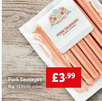 Lidl Pork Sausages 1Kg offer