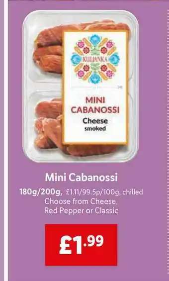 Lidl Mini Cabanossi 180g-200g Cheese, Red Pepper Or Classic offer