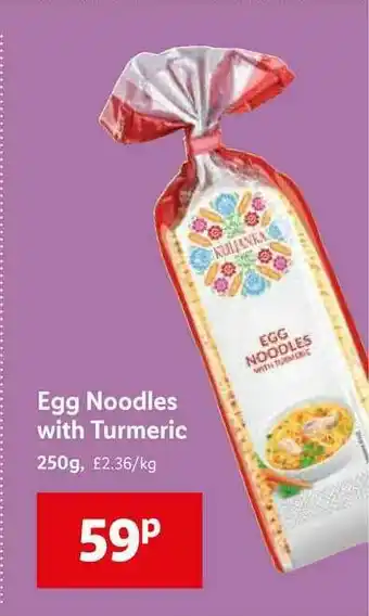 Lidl Egg Noodles With Turmeric 250g offer