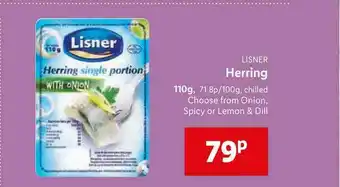 Lidl Lisner Herring 110g Onion, Spicy Or Lemon & Dill offer