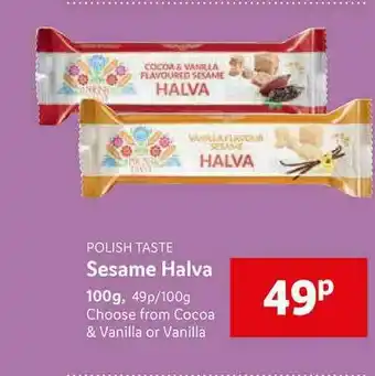 Lidl Polish Taste Sesame Halva 100g Cocoa & Vanilla Or Vanilla offer