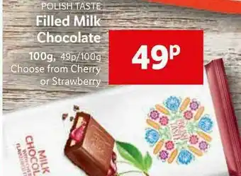 Lidl Polish Taste Filled Milk Chocolate 100g Cherry Or Strawberry offer