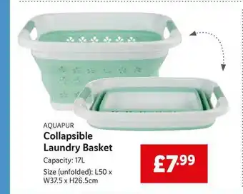 Lidl Aquapur Collapsible Laundry Basket offer