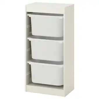 IKEA Trofast Storage combination with boxes, white/white, 46x30x94 cm offer