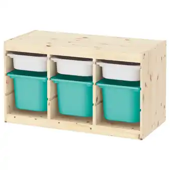 IKEA Trofast Storage combination with boxes, light white stained pine white/turquoise, 93x44x52 cm offer