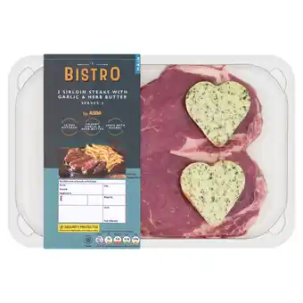 Asda Bistro by ASDA 2 Sirloin Steaks with Garlic & Herb Butter offer