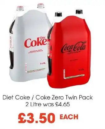 Centra Diet Coke / Coke Zero Twin Pack 2 Litre offer