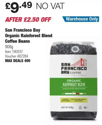 Costco San Francisco Bay Organic Rainforest Blend Coffee Beans offer
