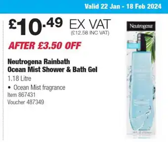 Costco Neutrogena Rainbath Ocean Mist Shower & Bath Gel offer