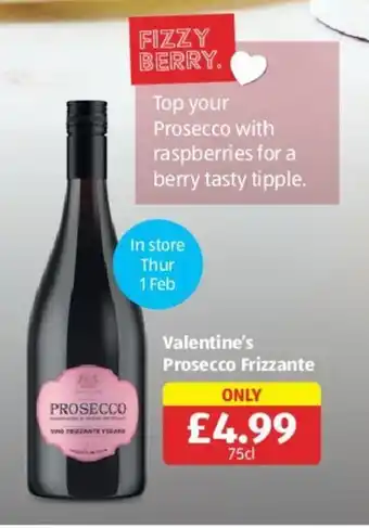 Aldi Valentine's Prosecco Frizzante offer