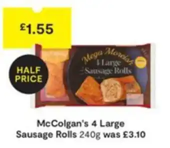 SuperValu McColgan's 4 Large Sausage Rolls 240g offer