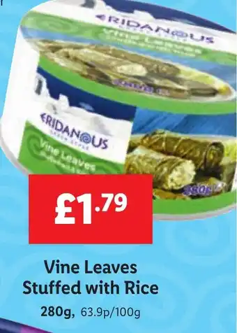 Lidl Vine Leaves Stuffed with Rice 280g, offer