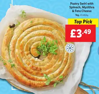 Lidl Pastry Swirl with Spinach, Myzithra & Feta Cheese offer