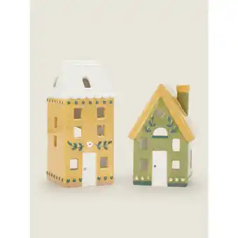 Asda George Home Cabin House Tea Light Holder - Set of 2 offer