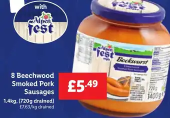 Lidl 8 Beechwood Smoked Pork Sausages offer