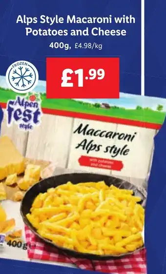 Lidl Alps Style Macaroni with Potatoes and Cheese offer