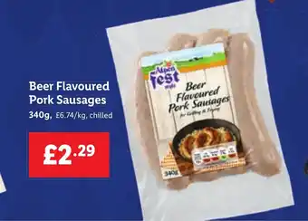 Lidl Beer Flavoured Pork Sausages offer