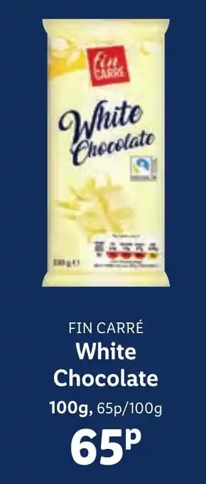 Lidl FIN CARRÉ White Chocolate 100g offer