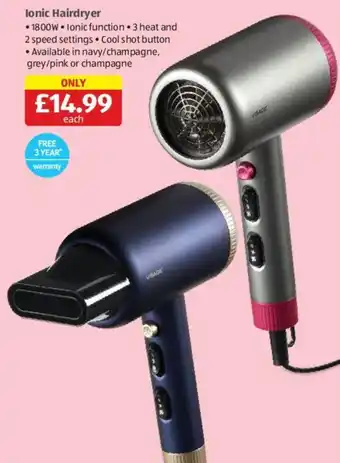 Aldi Ionic Hairdryer offer
