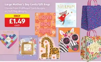 Aldi Large Mother's Day Cards/Gift Bags offer